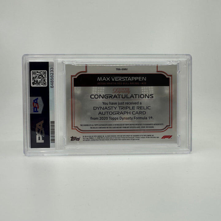 PSA10 - 2/5 - Max Verstappen #IIIMV - 2020 Topps Dynasty - Triple Relic Autograph Card