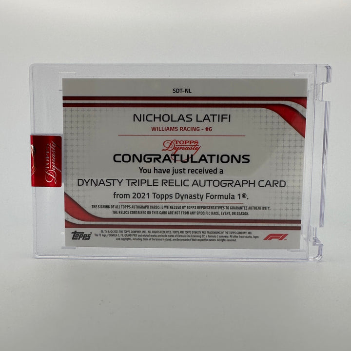 05/10 Silver - Nicholas Latifi #SDT-LN - 2021 Dynasty Triple Relic Autograph