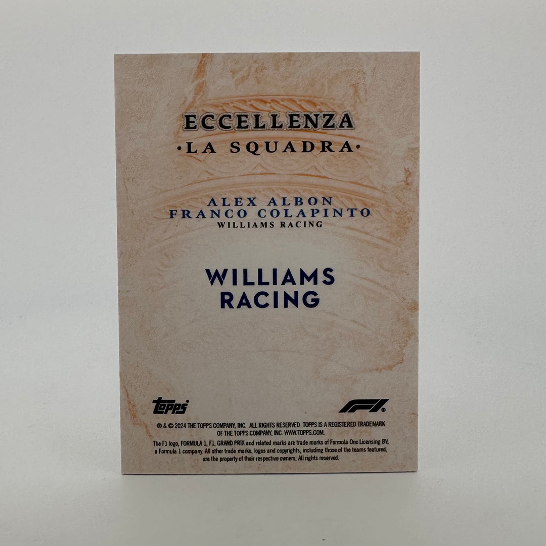 4/5 Alex Albon & Franco Colapinto - La Squadra - Orange - 2024 Topps Eccellenza F1