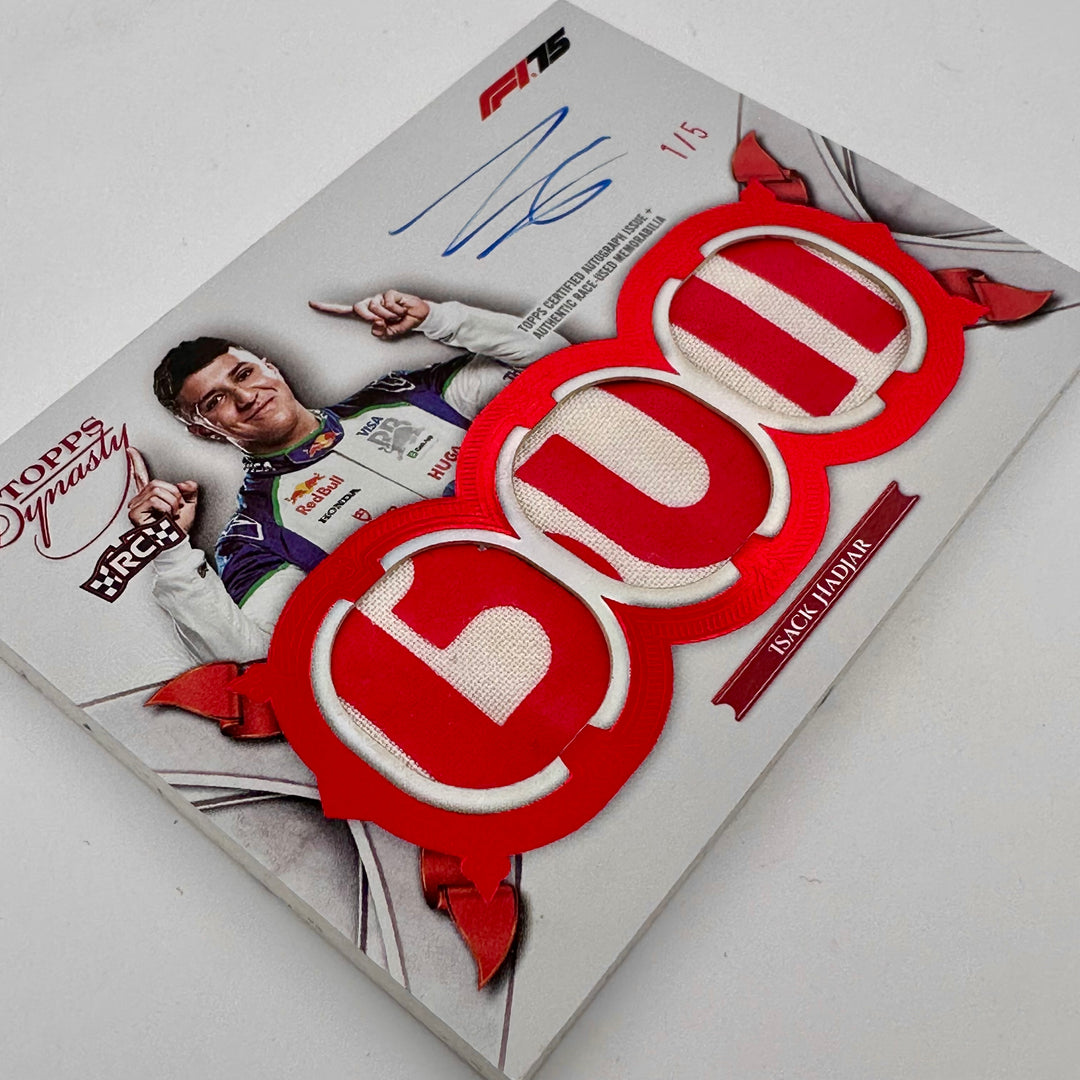 1/5 Isack Hadjar #SDTRA-IHAI - "The Bull" Triple Relic Auto - 2025 Topps Dynasty