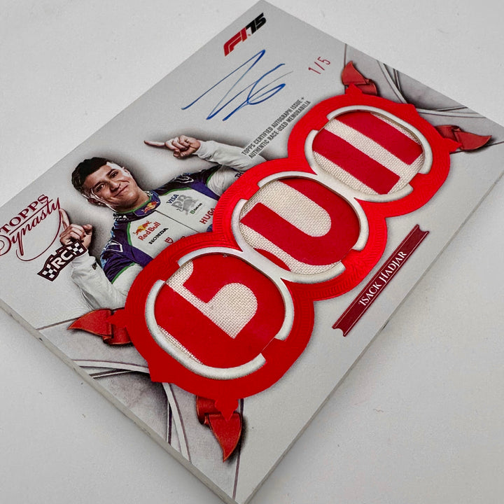 1/5 Isack Hadjar #SDTRA-IHAI - "The Bull" Triple Relic Auto - 2025 Topps Dynasty