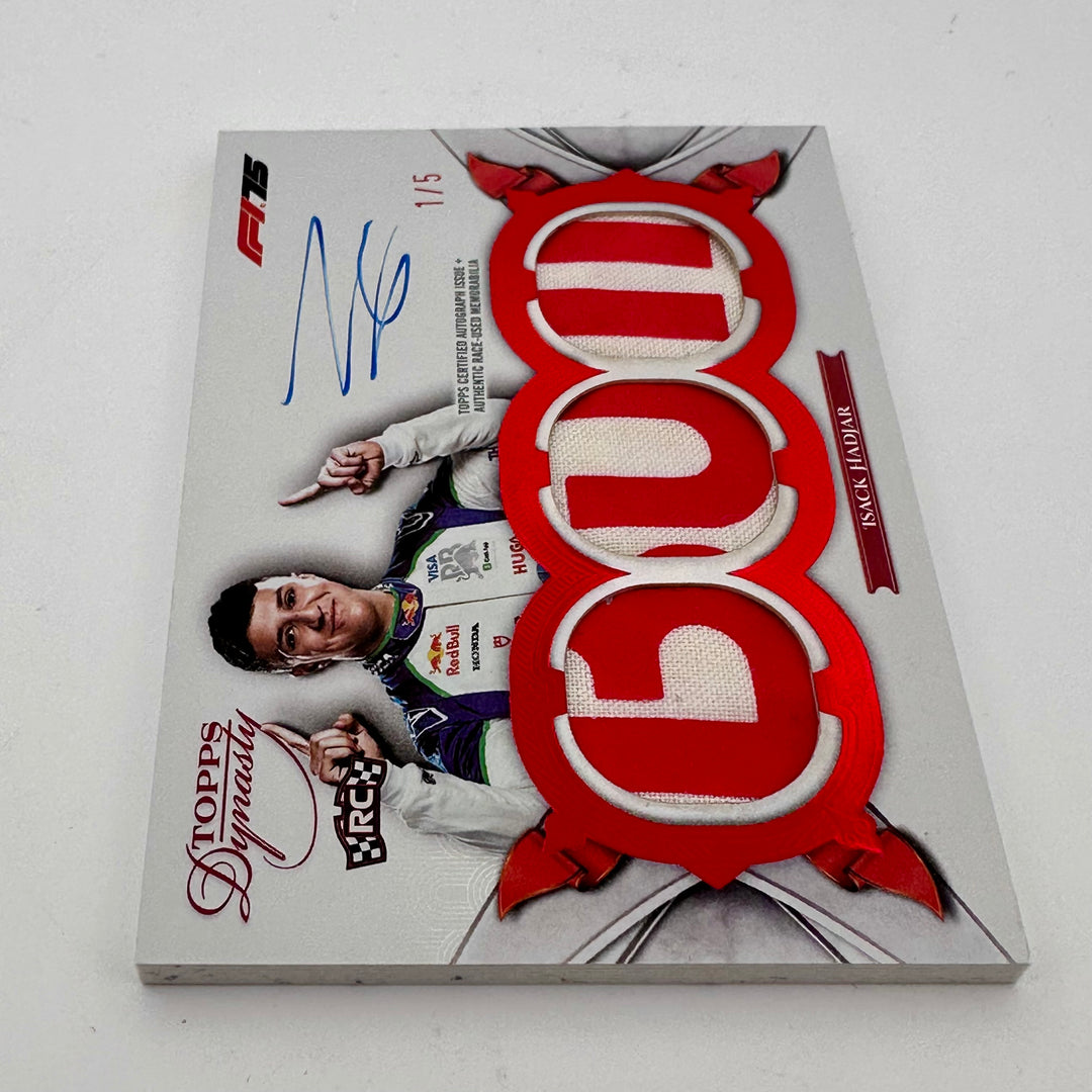1/5 Isack Hadjar #SDTRA-IHAI - "The Bull" Triple Relic Auto - 2025 Topps Dynasty