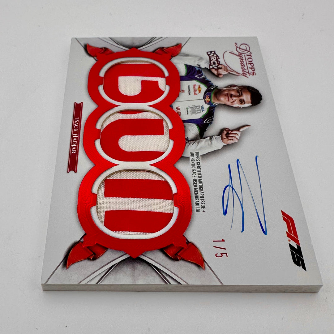 1/5 Isack Hadjar #SDTRA-IHAI - "The Bull" Triple Relic Auto - 2025 Topps Dynasty