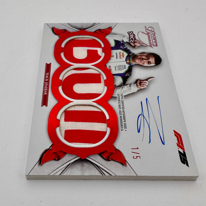 1/5 Isack Hadjar #SDTRA-IHAI - "The Bull" Triple Relic Auto - 2025 Topps Dynasty