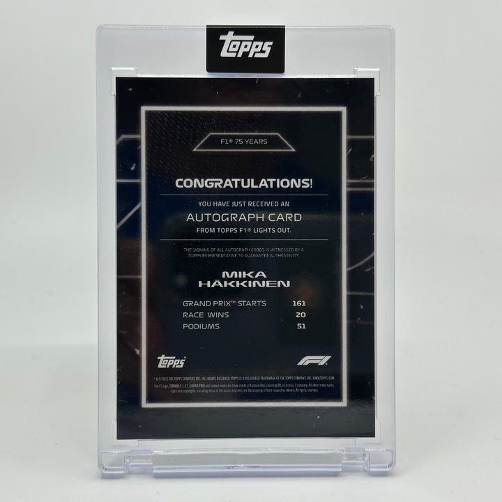 7/10 Black - Mika Hakkinen - 2025 Topps Lights Out - 75th Anniversary - Autograph