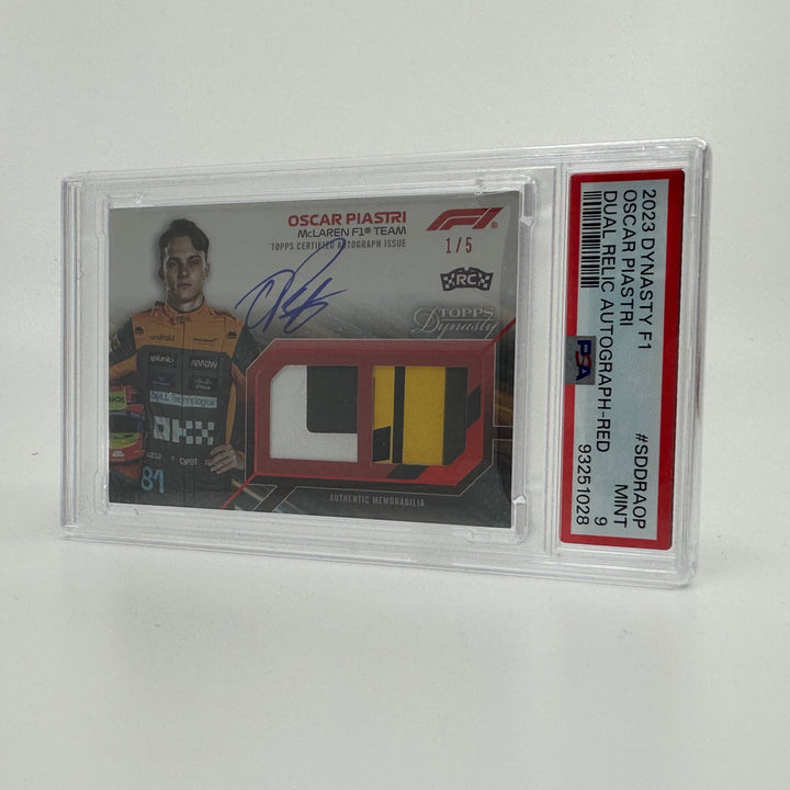 PSA 9  - 1/5 Red - Oscar Piastri #SDDRA-OP - 2023 Topps Dynasty Dual Relic - Rookie Card