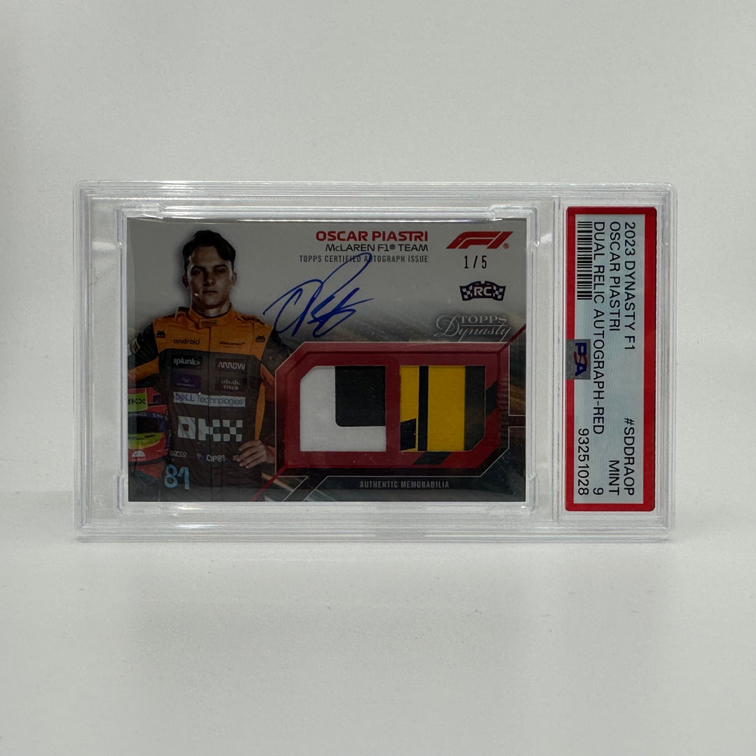 PSA 9  - 1/5 Red - Oscar Piastri #SDDRA-OP - 2023 Topps Dynasty Dual Relic - Rookie Card