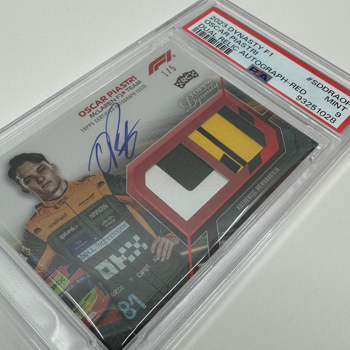 PSA 9  - 1/5 Red - Oscar Piastri #SDDRA-OP - 2023 Topps Dynasty Dual Relic - Rookie Card