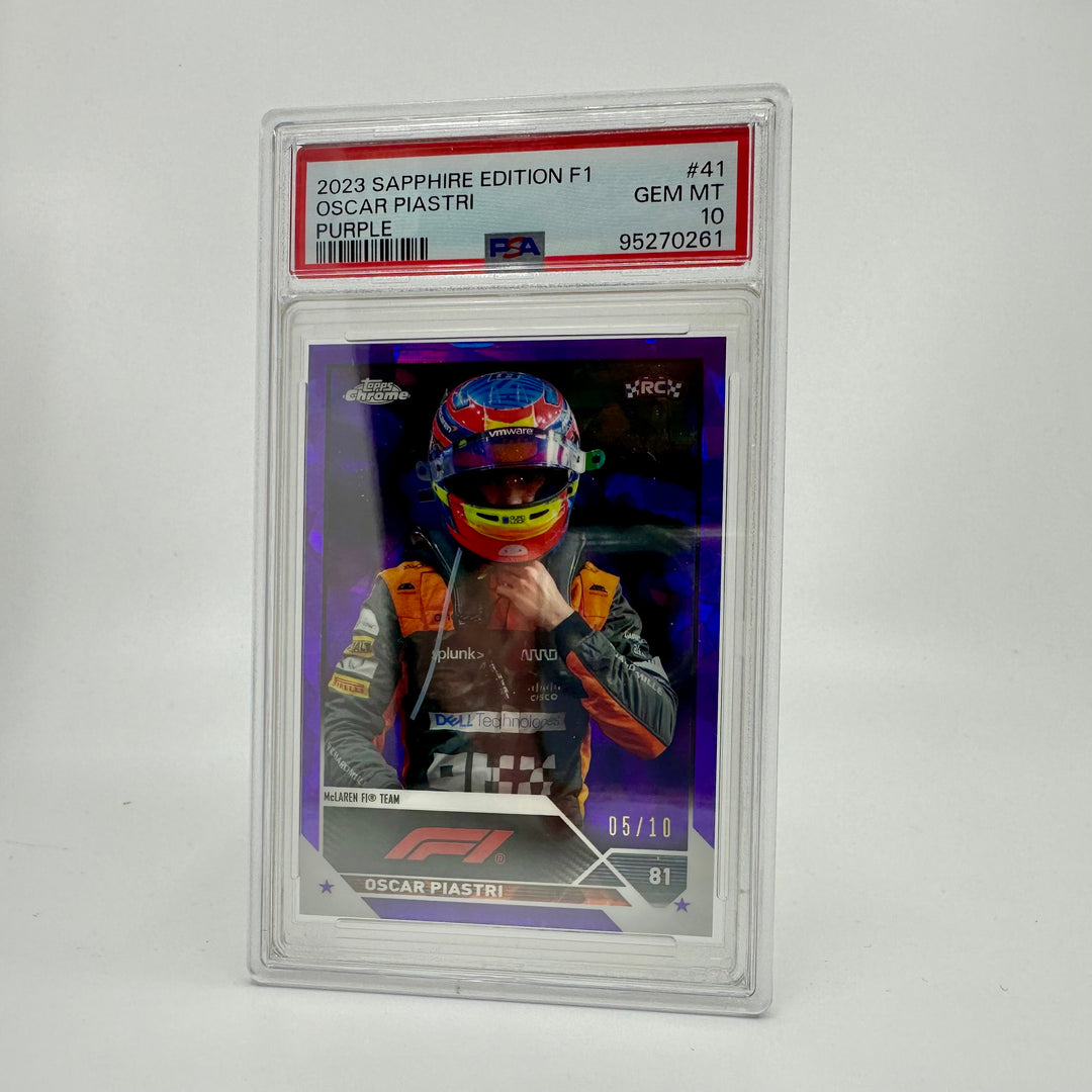 PSA 10 - 05/10 Oscar Piastri #41 - Purple - Sapphire Edition - 2023 Topps Chrome F1 - Rookie Card