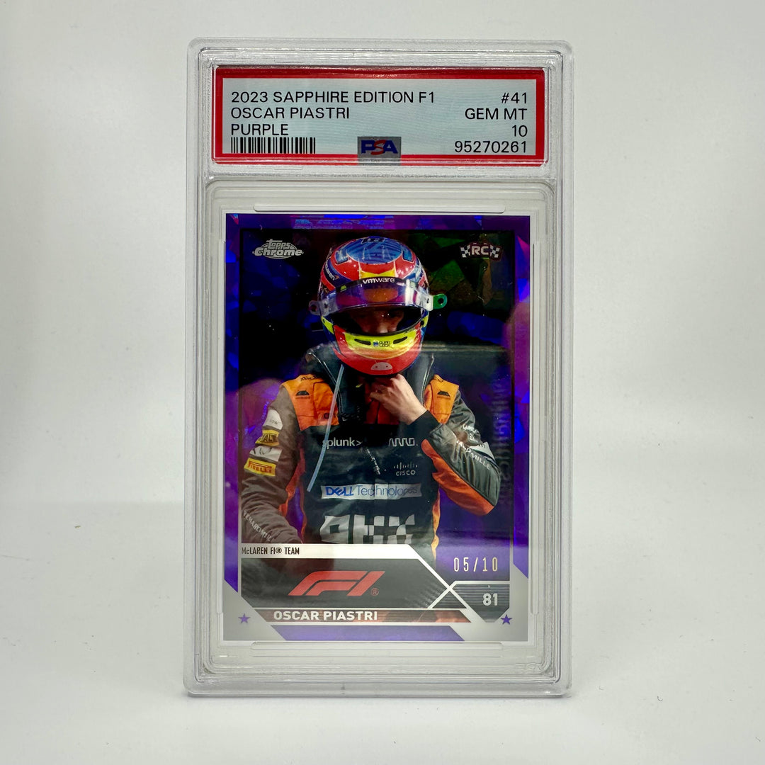 PSA 10 - 05/10 Oscar Piastri #41 - Purple - Sapphire Edition - 2023 Topps Chrome F1 - Rookie Card