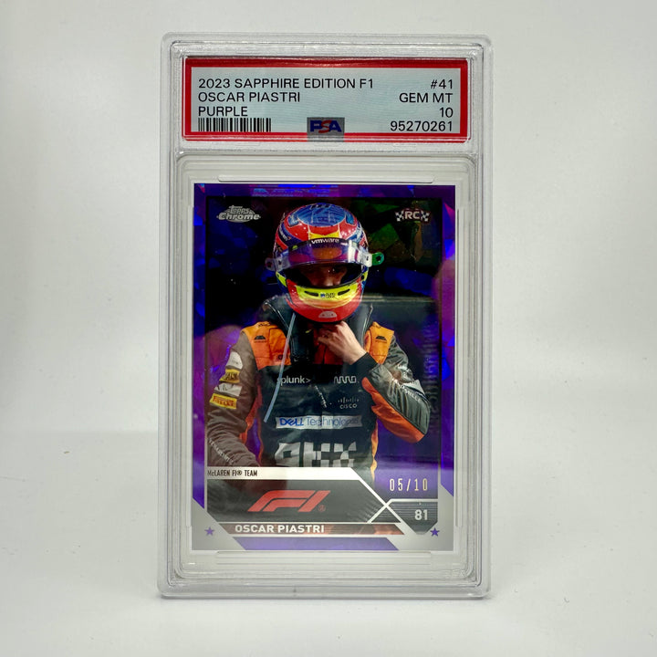 PSA 10 - 05/10 Oscar Piastri #41 - Purple - Sapphire Edition - 2023 Topps Chrome F1 - Rookie Card