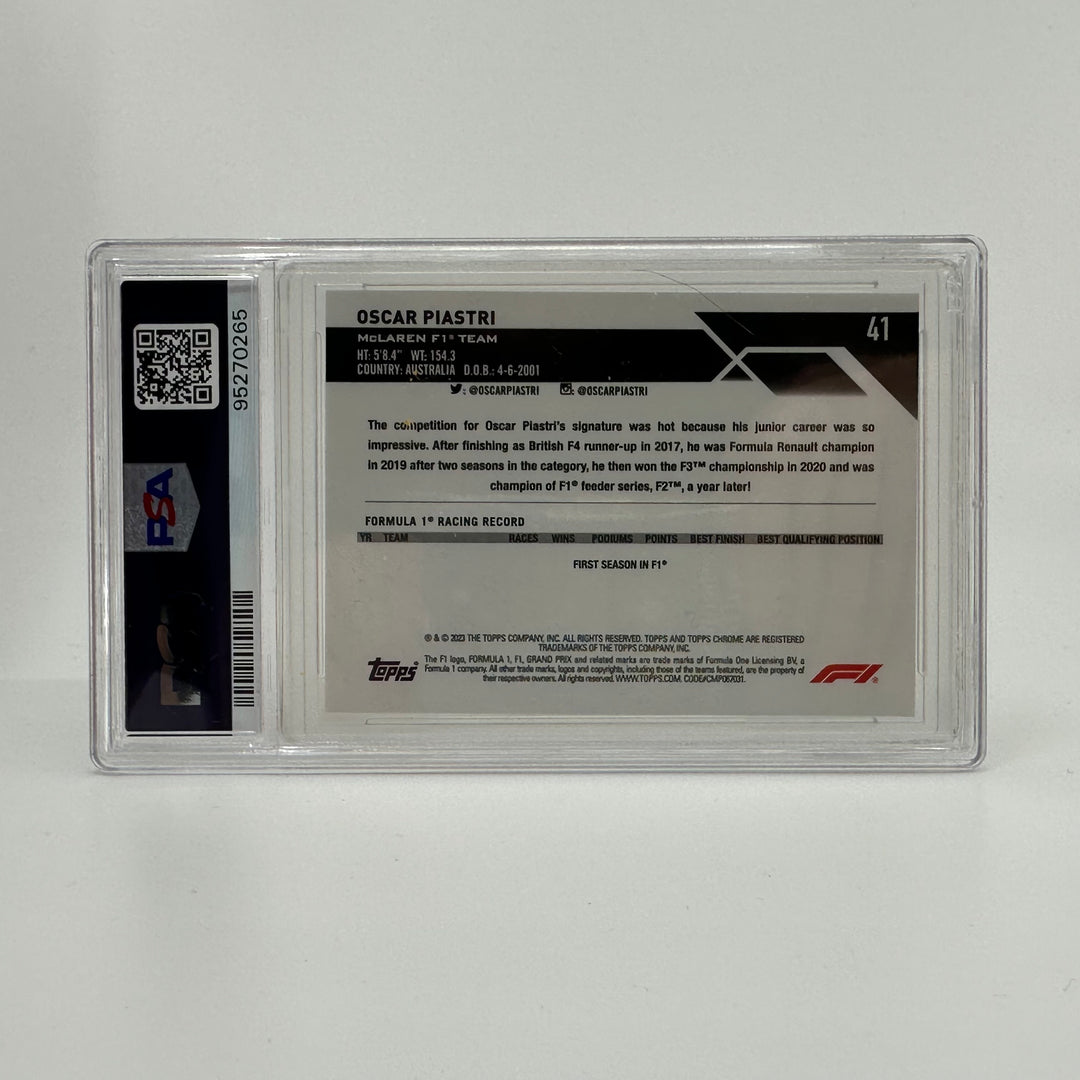 PSA 10 - 39/50 Oscar Piastri #41 - Gold - Sapphire - 2023 Topps Chrome F1 - Rookie Card