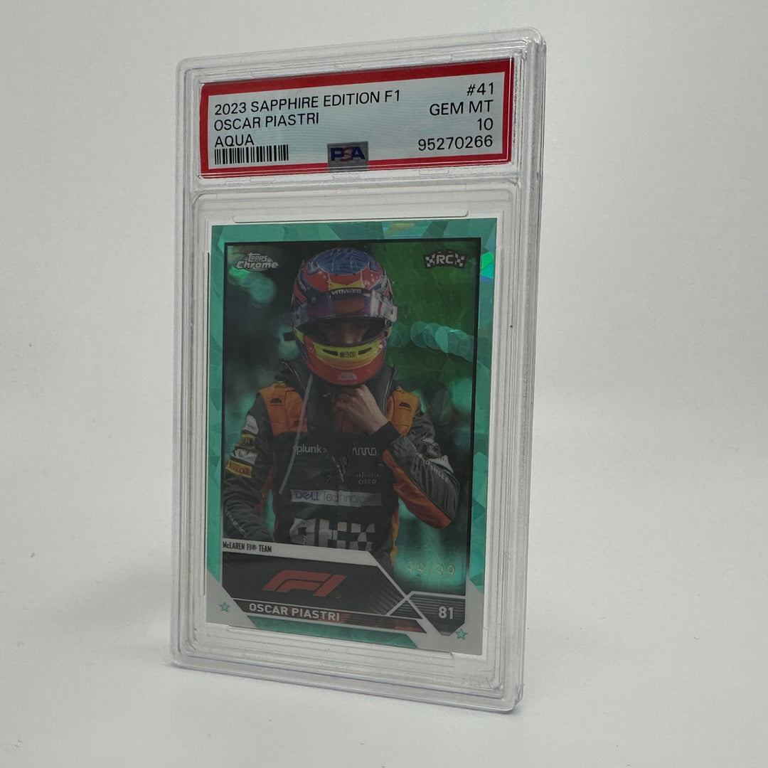 PSA 10 - 99/99 Oscar Piastri #41 - Aqua - Sapphire - 2023 Topps Chrome F1 - Rookie Card