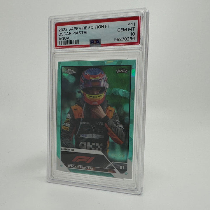 PSA 10 - 99/99 Oscar Piastri #41 - Aqua - Sapphire - 2023 Topps Chrome F1 - Rookie Card