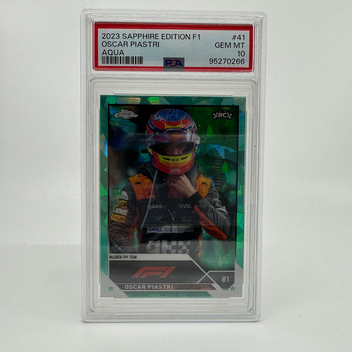 PSA 10 - 99/99 Oscar Piastri #41 - Aqua - Sapphire - 2023 Topps Chrome F1 - Rookie Card