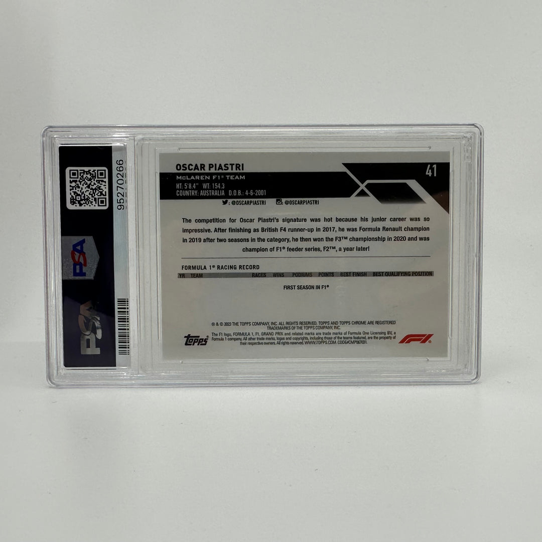 PSA 10 - 99/99 Oscar Piastri #41 - Aqua - Sapphire - 2023 Topps Chrome F1 - Rookie Card
