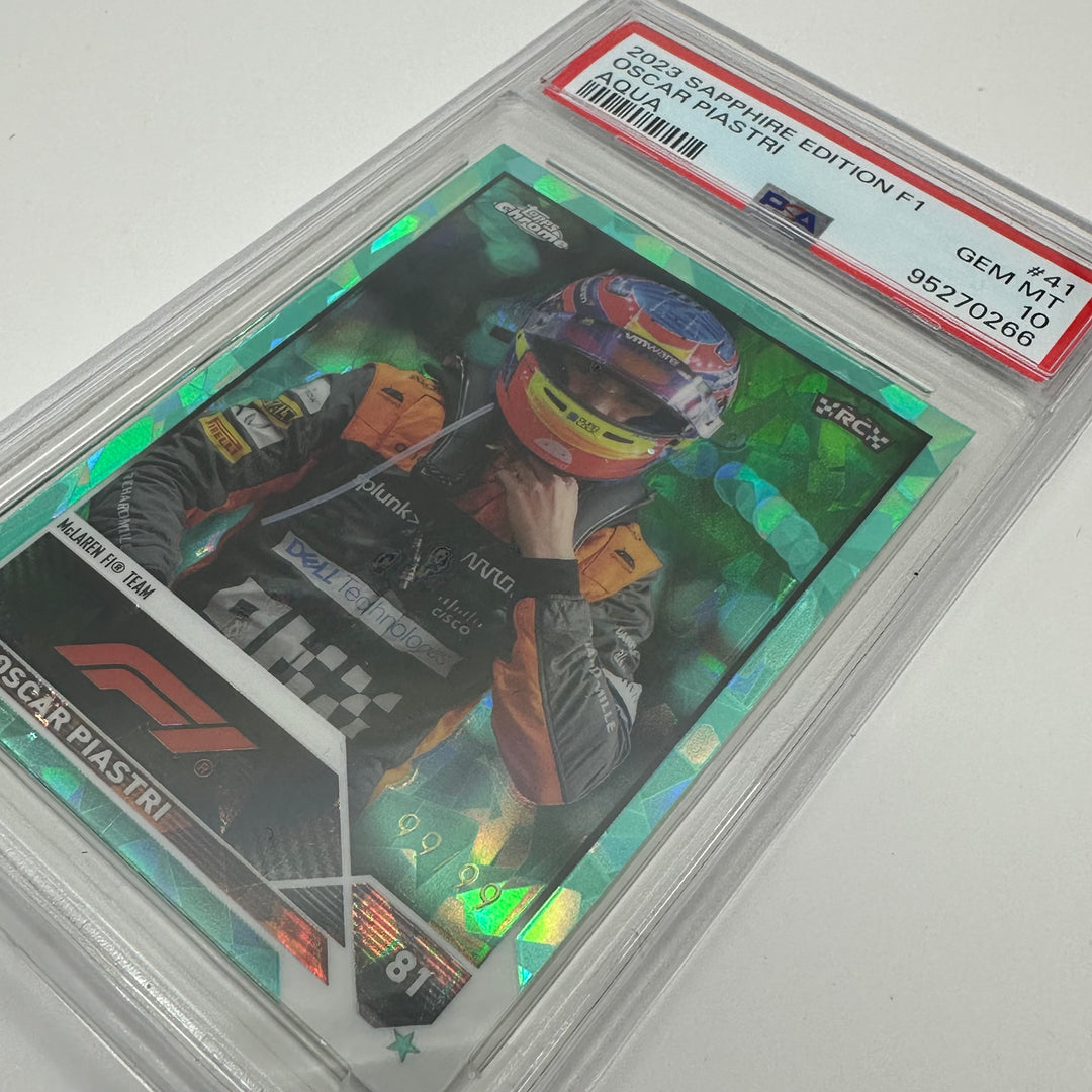 PSA 10 - 99/99 Oscar Piastri #41 - Aqua - Sapphire - 2023 Topps Chrome F1 - Rookie Card