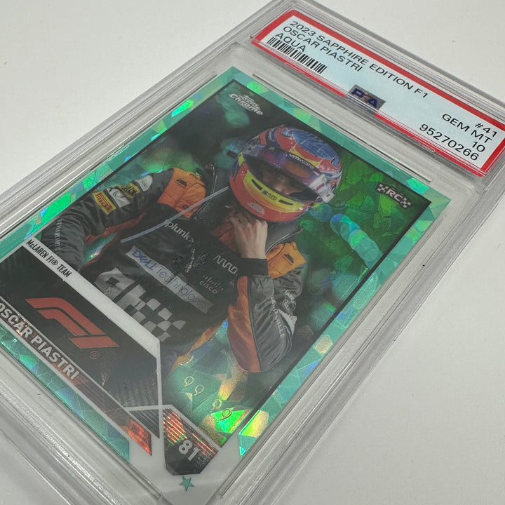 PSA 10 - 99/99 Oscar Piastri #41 - Aqua - Sapphire - 2023 Topps Chrome F1 - Rookie Card