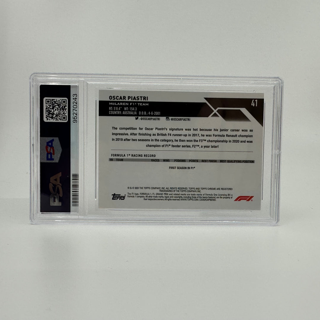 PSA 10 - Oscar Piastri #41 - Sapphire - 2023 Topps Chrome F1 - Rookie Card