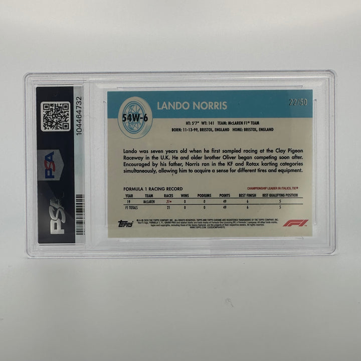 PSA 8 - 22/50 Lando Norris #54W-6 - Gold Wave - 2020 Topps chrome F1