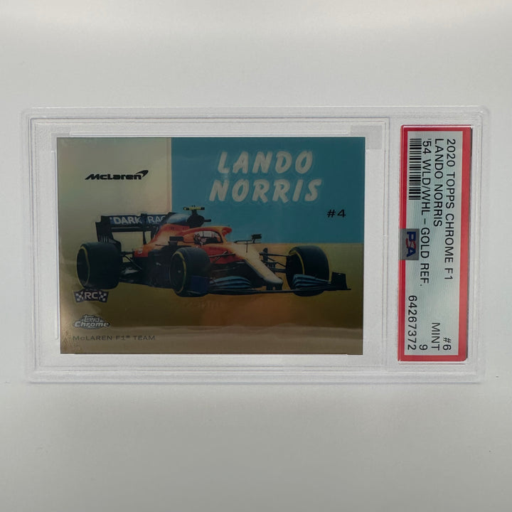 PSA 9 - 11/50 Lando Norris #54W-6 - Gold - 2020 Topps Chrome F1 - Rookie Card