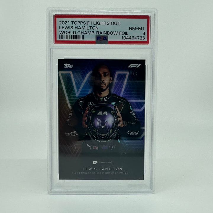 PSA 8 - 5/5 Lewis Hamilton - Driver World Champion - Rainbow Foil