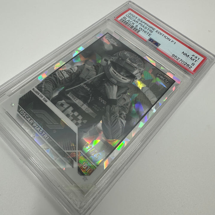 PSA 8 - 07/15 Oscar Piastri #41 - Black & White - Sapphire Edition - 2023 Topps Chrome F1 - Rookie Card