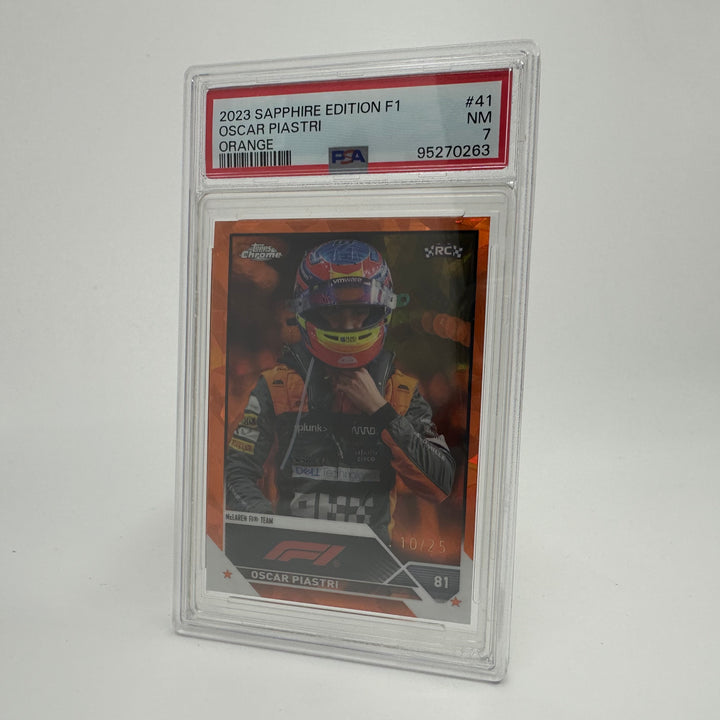 PSA 7 - 10/25 Oscar Piastri #41 - Orange - Sapphire Edition - 2023 Topps Chrome F1 - Rookie Card