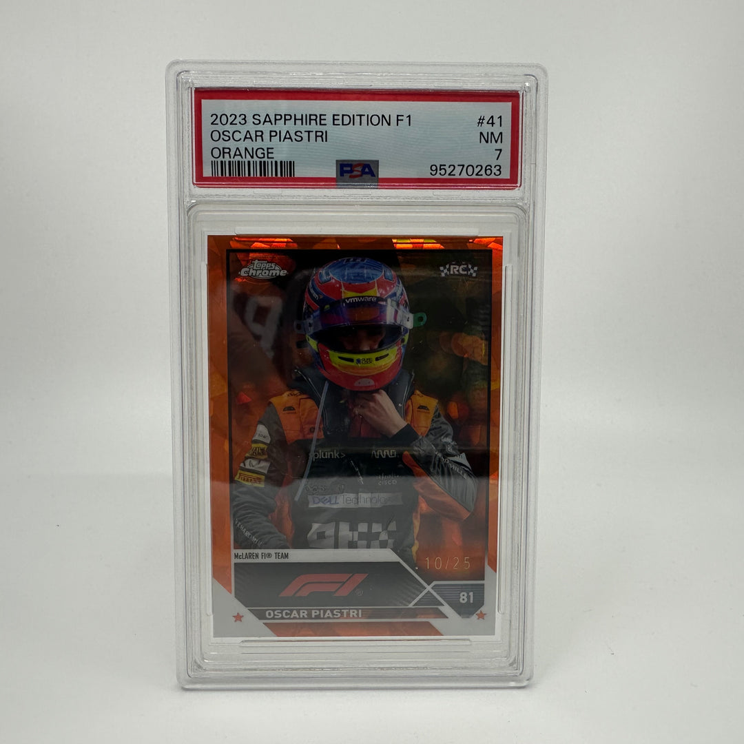 PSA 7 - 10/25 Oscar Piastri #41 - Orange - Sapphire Edition - 2023 Topps Chrome F1 - Rookie Card