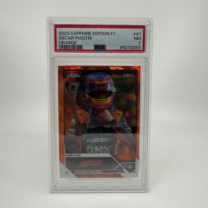 PSA 7 - 10/25 Oscar Piastri #41 - Orange - Sapphire Edition - 2023 Topps Chrome F1 - Rookie Card