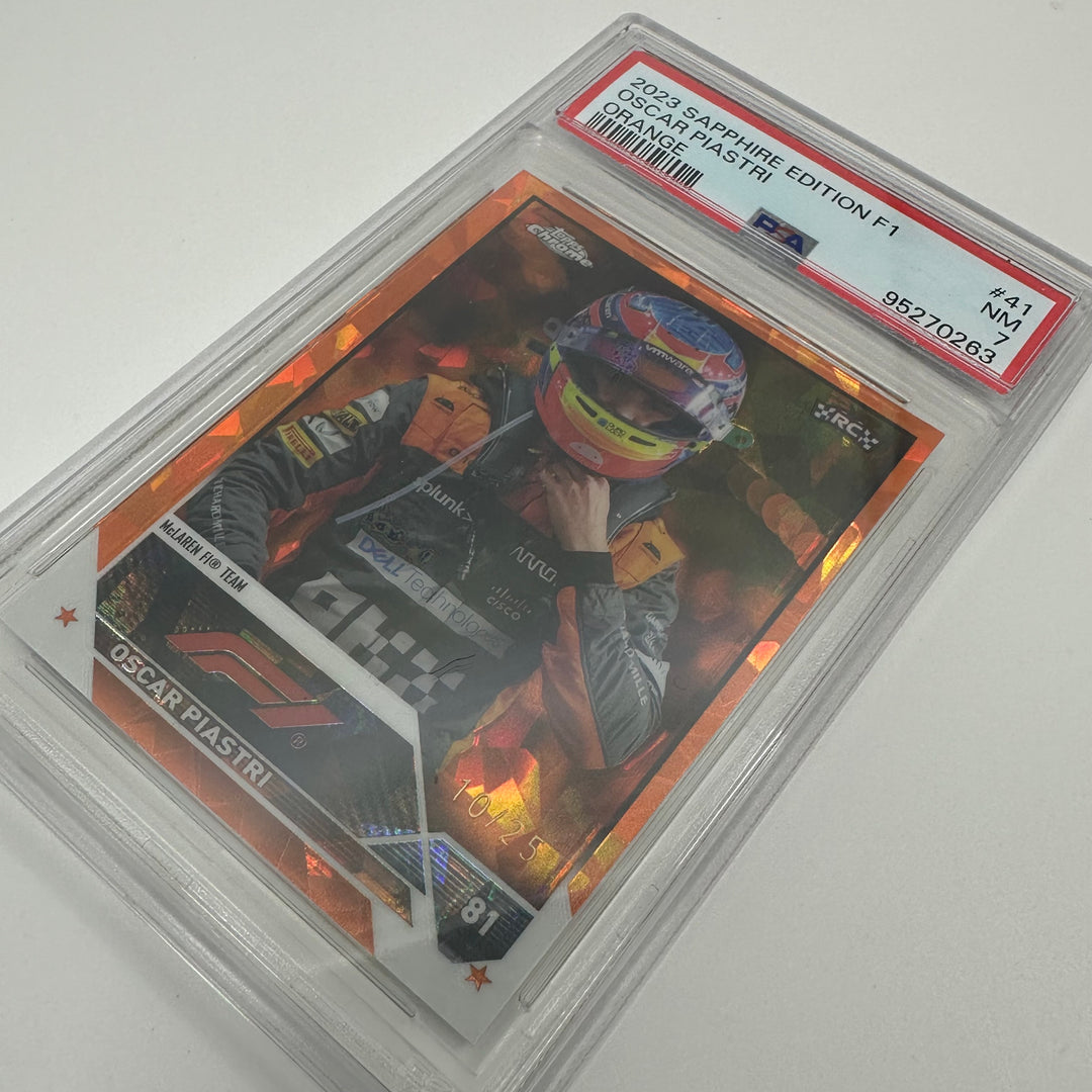 PSA 7 - 10/25 Oscar Piastri #41 - Orange - Sapphire Edition - 2023 Topps Chrome F1 - Rookie Card