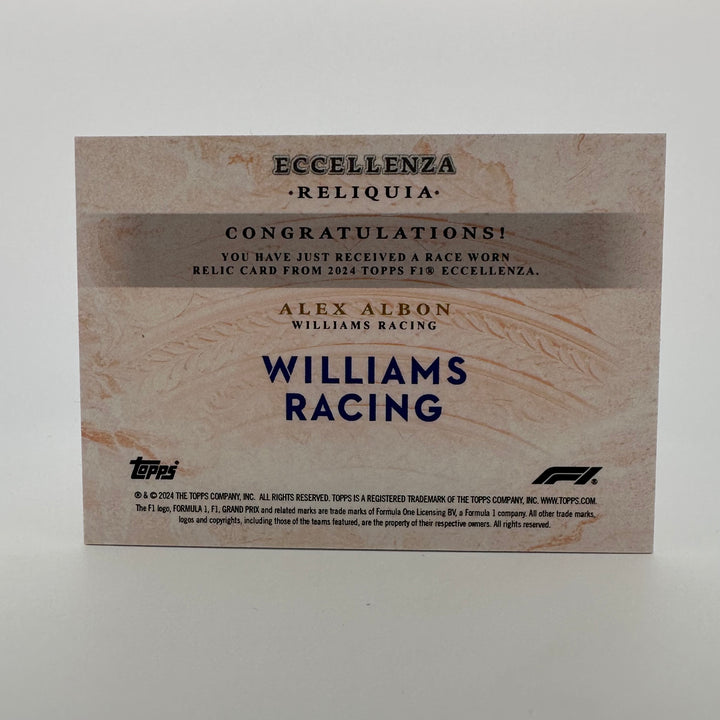 3/5 Alex Albon - Reliqua - Orange - 2024 Topps Eccellenza F1
