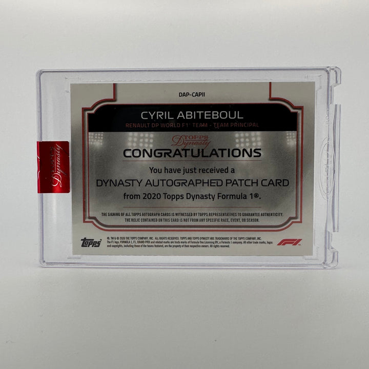03/10 Silver - Cyril Abiteboul #DAP-CAPII -  Single Principal - Auto Patch - 2020 Topps Dynasty F1