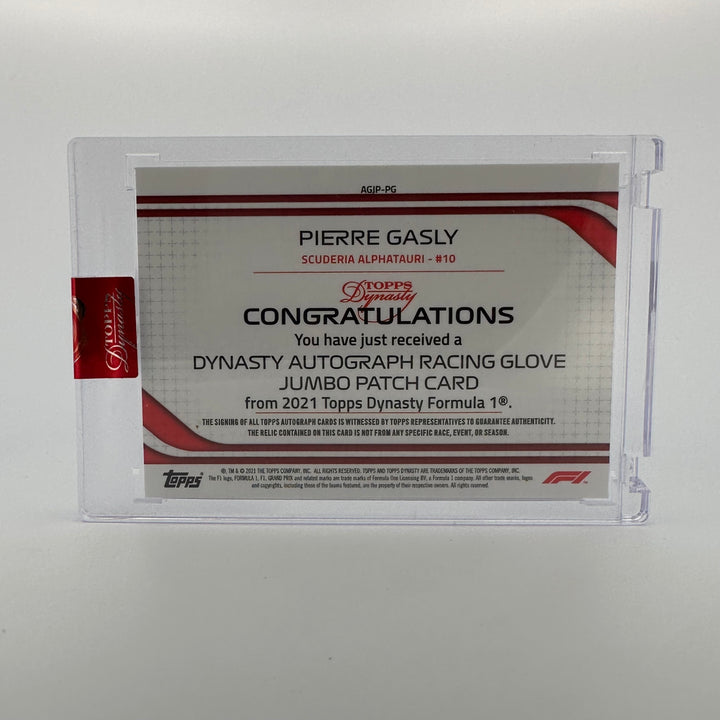 1/1 Pierre Gasly #AGJP-PG - Autographed Racing Glove Jumbo Patch - 2021 Topps Dynasty