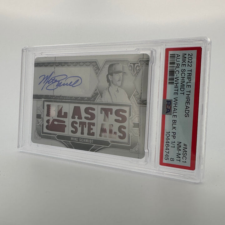 1/1 - PSA 8 - Mike Schmidt #MSC1 - Auto Relic Black - White Whale - 2022 Triple Threads