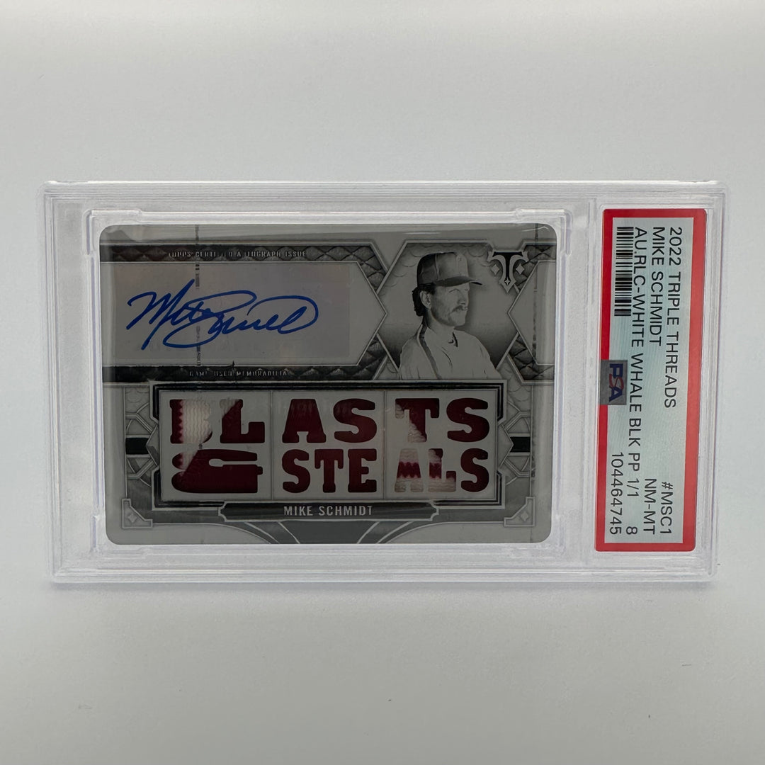 1/1 - PSA 8 - Mike Schmidt #MSC1 - Auto Relic Black - White Whale - 2022 Triple Threads