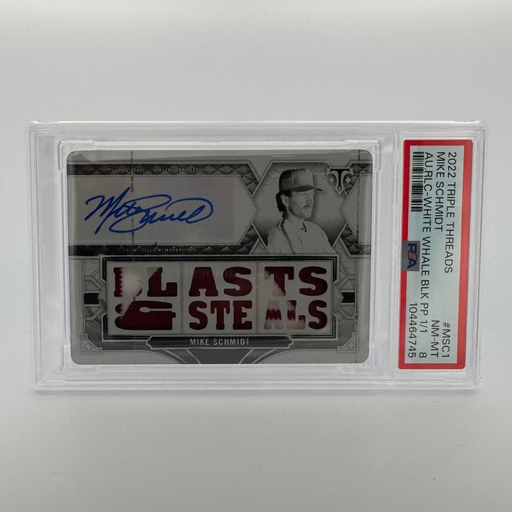 1/1 - PSA 8 - Mike Schmidt #MSC1 - Auto Relic Black - White Whale - 2022 Triple Threads
