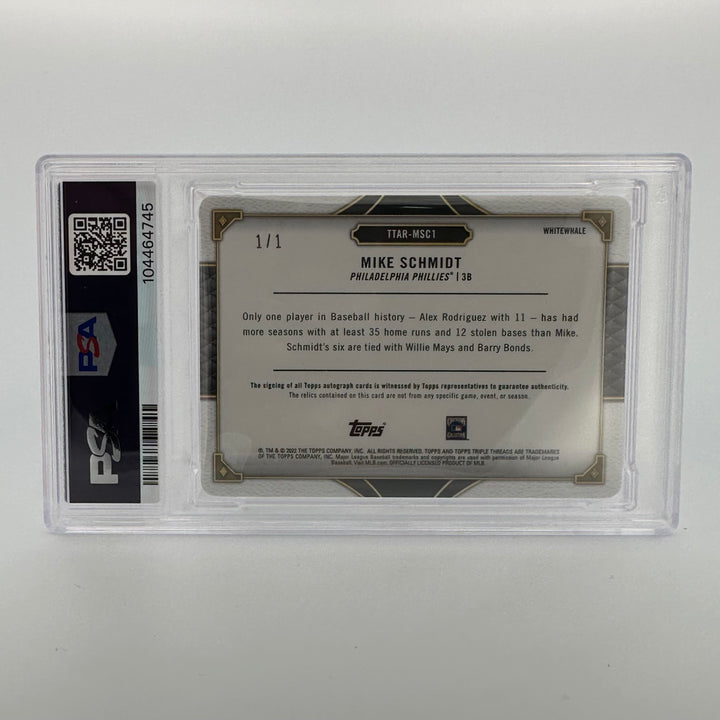 1/1 - PSA 8 - Mike Schmidt #MSC1 - Auto Relic Black - White Whale - 2022 Triple Threads