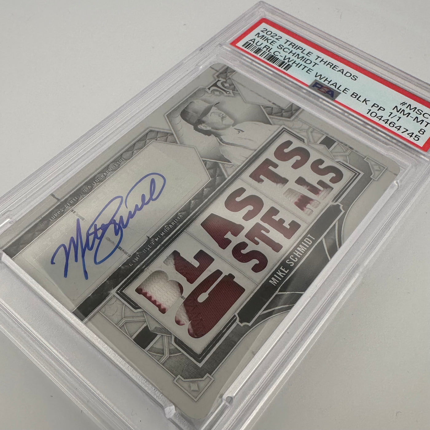 1/1 - PSA 8 - Mike Schmidt #MSC1 - Auto Relic Black - White Whale - 2022 Triple Threads