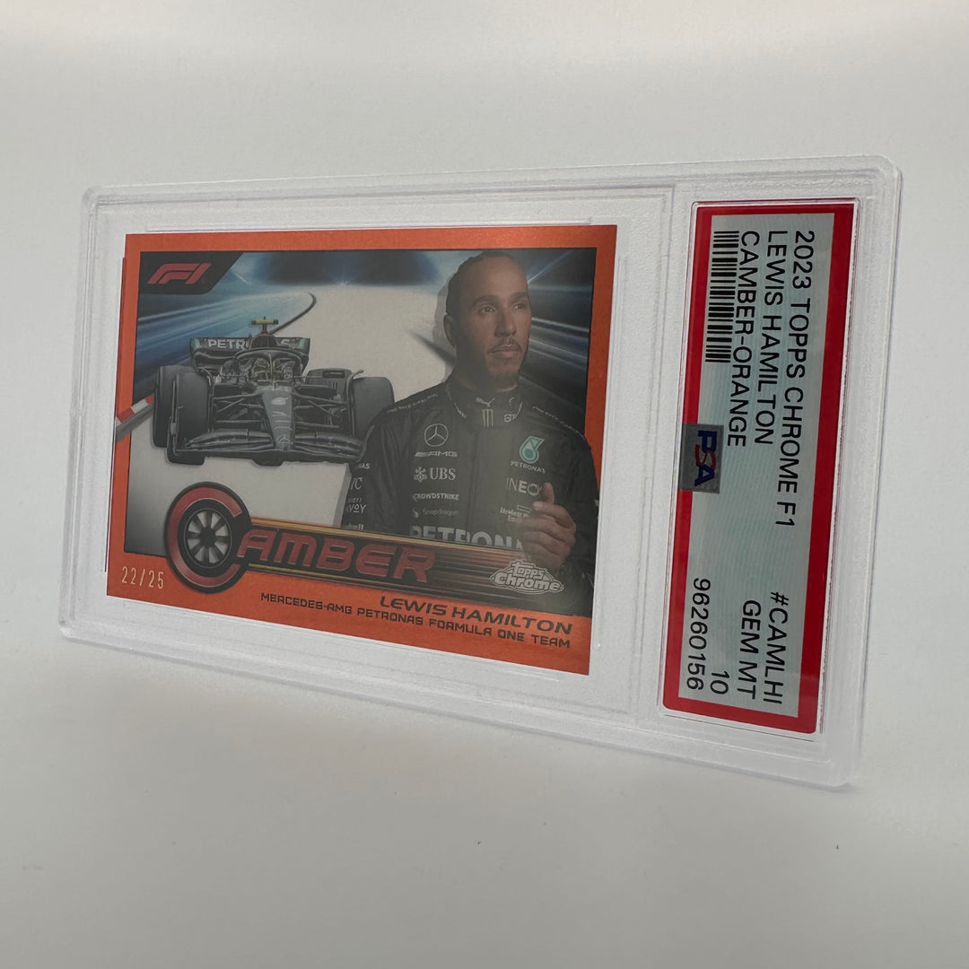 PSA 10 - 22/25 Lewis Hamilton #CAMLHI - Camber Orange - 2023 Topps Chrome F1