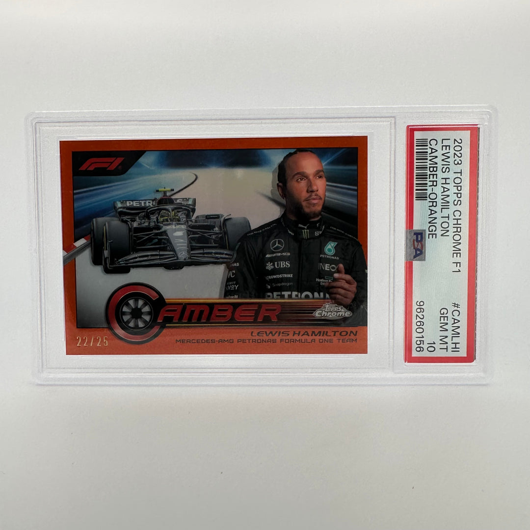 PSA 10 - 22/25 Lewis Hamilton #CAMLHI - Camber Orange - 2023 Topps Chrome F1