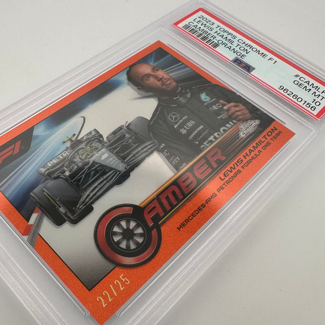 PSA 10 - 22/25 Lewis Hamilton #CAMLHI - Camber Orange - 2023 Topps Chrome F1
