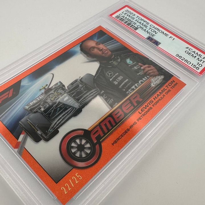 PSA 10 - 22/25 Lewis Hamilton #CAMLHI - Camber Orange - 2023 Topps Chrome F1