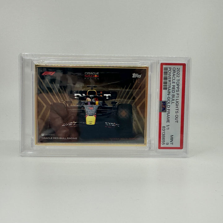 1/1 Gold Frame Red Bull Set - Max Verstappen, Sergio Perez - 2022 Lights Out - PSA9/10