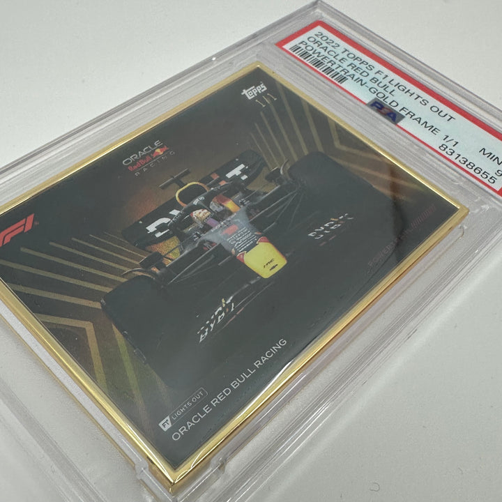 1/1 Gold Frame Red Bull Set - Max Verstappen, Sergio Perez - 2022 Lights Out - PSA9/10