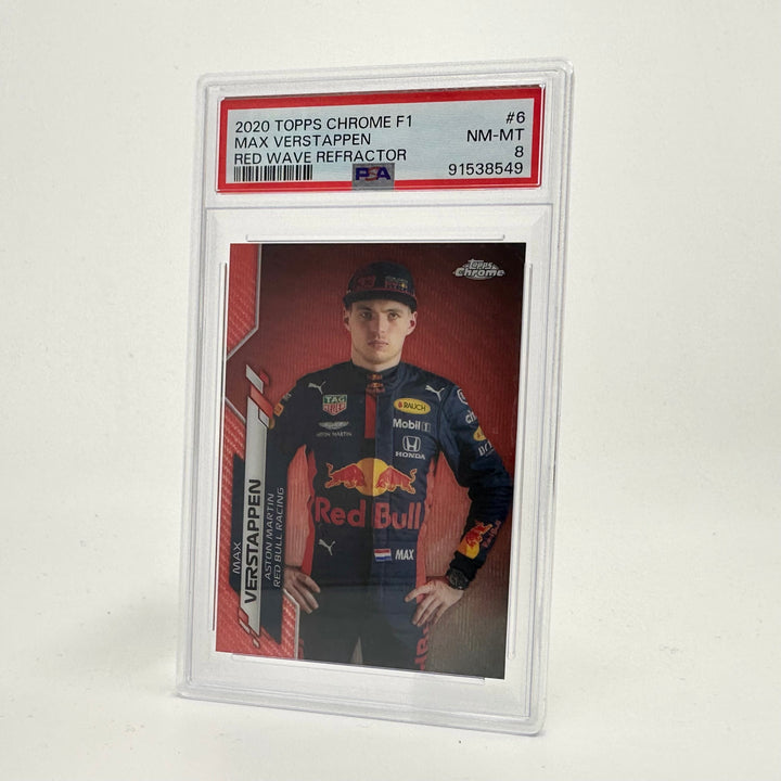 PSA 8 - 2/5 Max Verstappen #6 - Red Wave Refractor - 2020 Chrome F1 (POP1)