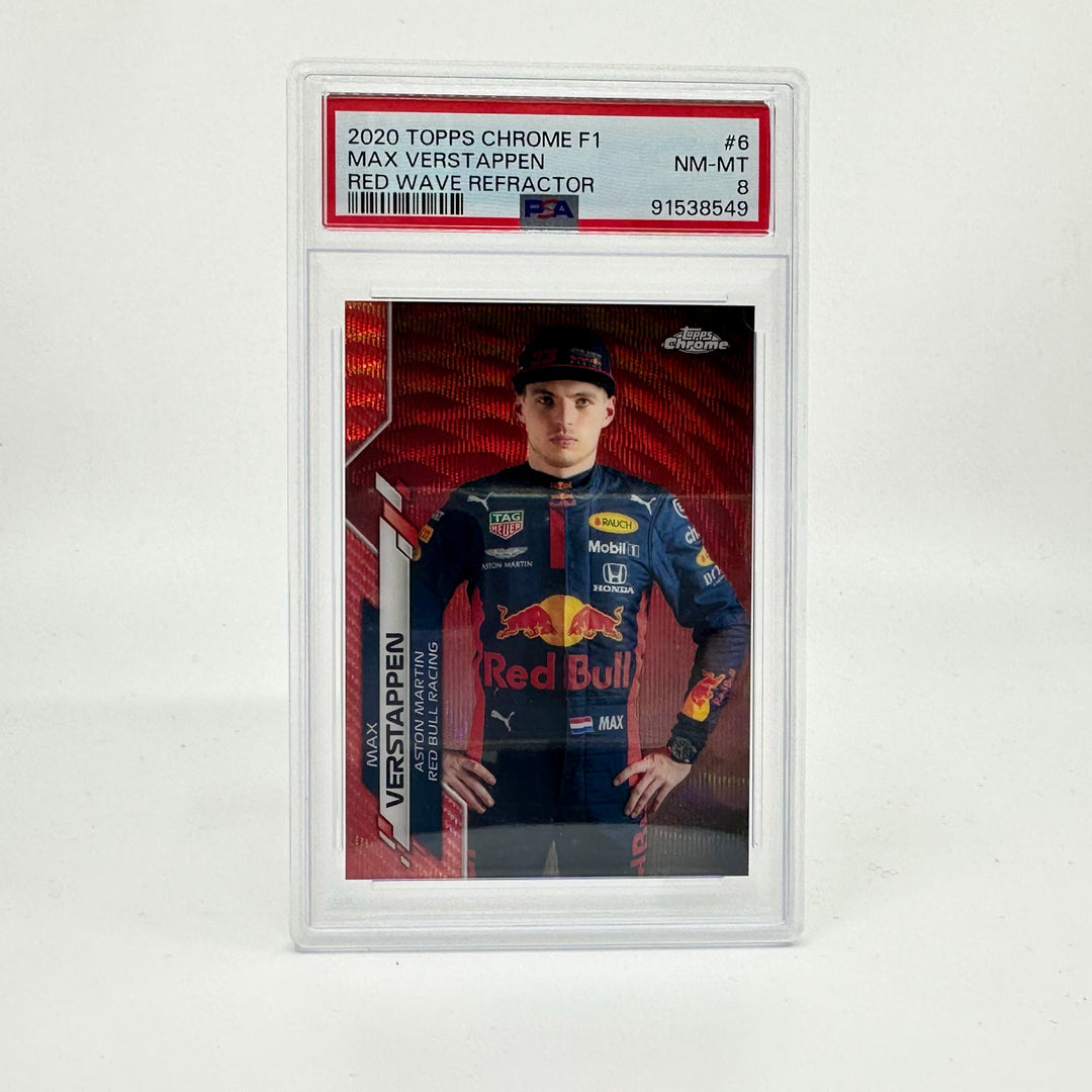 PSA 8 - 2/5 Max Verstappen #6 - Red Wave Refractor - 2020 Chrome F1 (POP1)