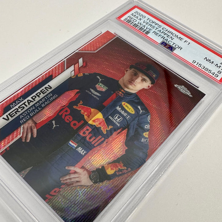 PSA 8 - 2/5 Max Verstappen #6 - Red Wave Refractor - 2020 Chrome F1 (POP1)