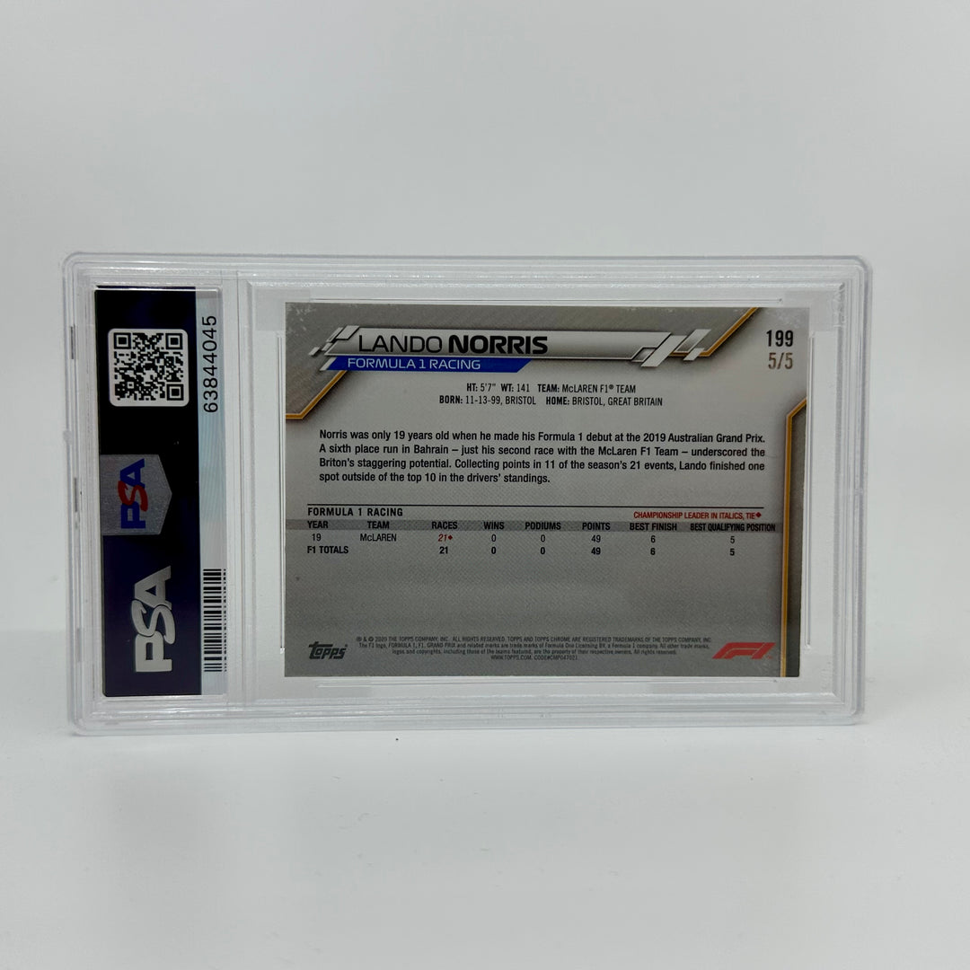 PSA 7 - 5/5 Lando Norris #199 - 2020 Chrome Sapphire Red - RC