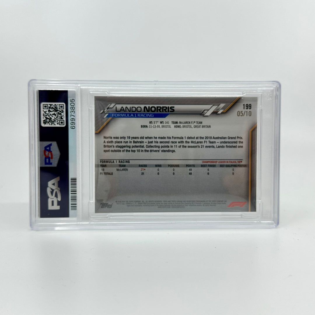 PSA 8 - 5/10 Lando Norris #199 - 2020 Chrome Sapphire Purple - RC